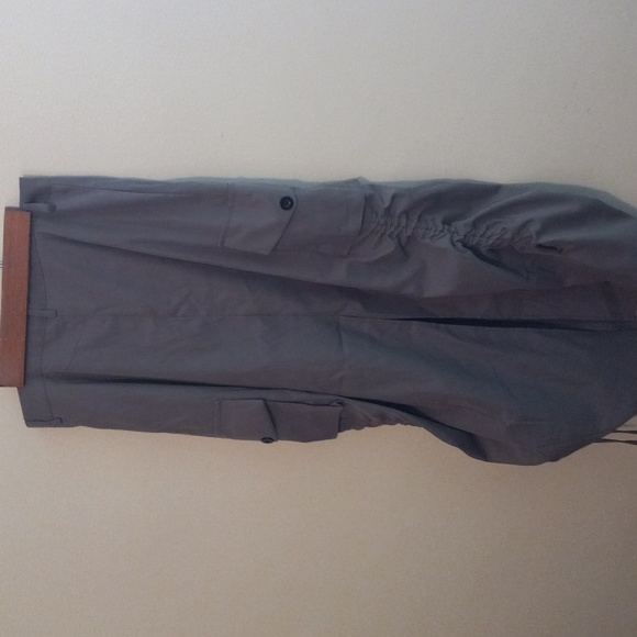 Cargo Pocket Grey Maxi Skirt With Ruching And Back Slit - Picture 3 of 4